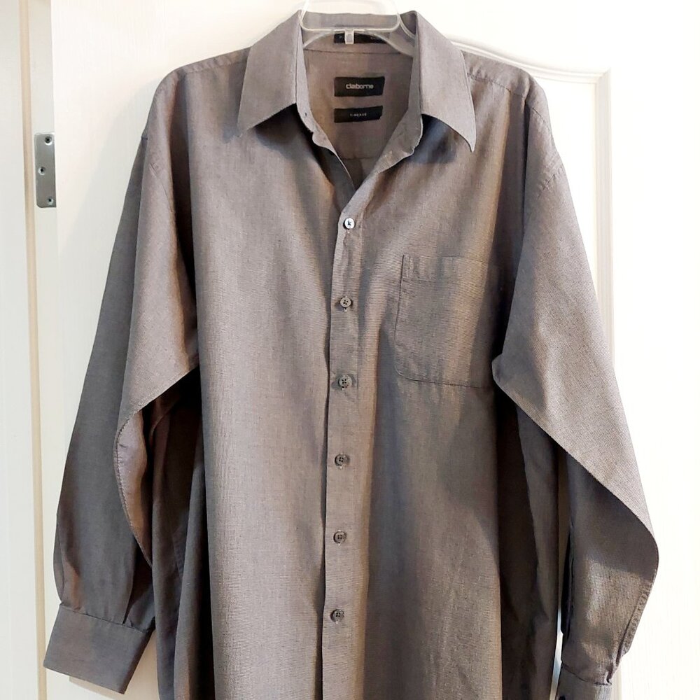 Gray Button-Down Men's Shirt by Claiborne Sz 17 34/35